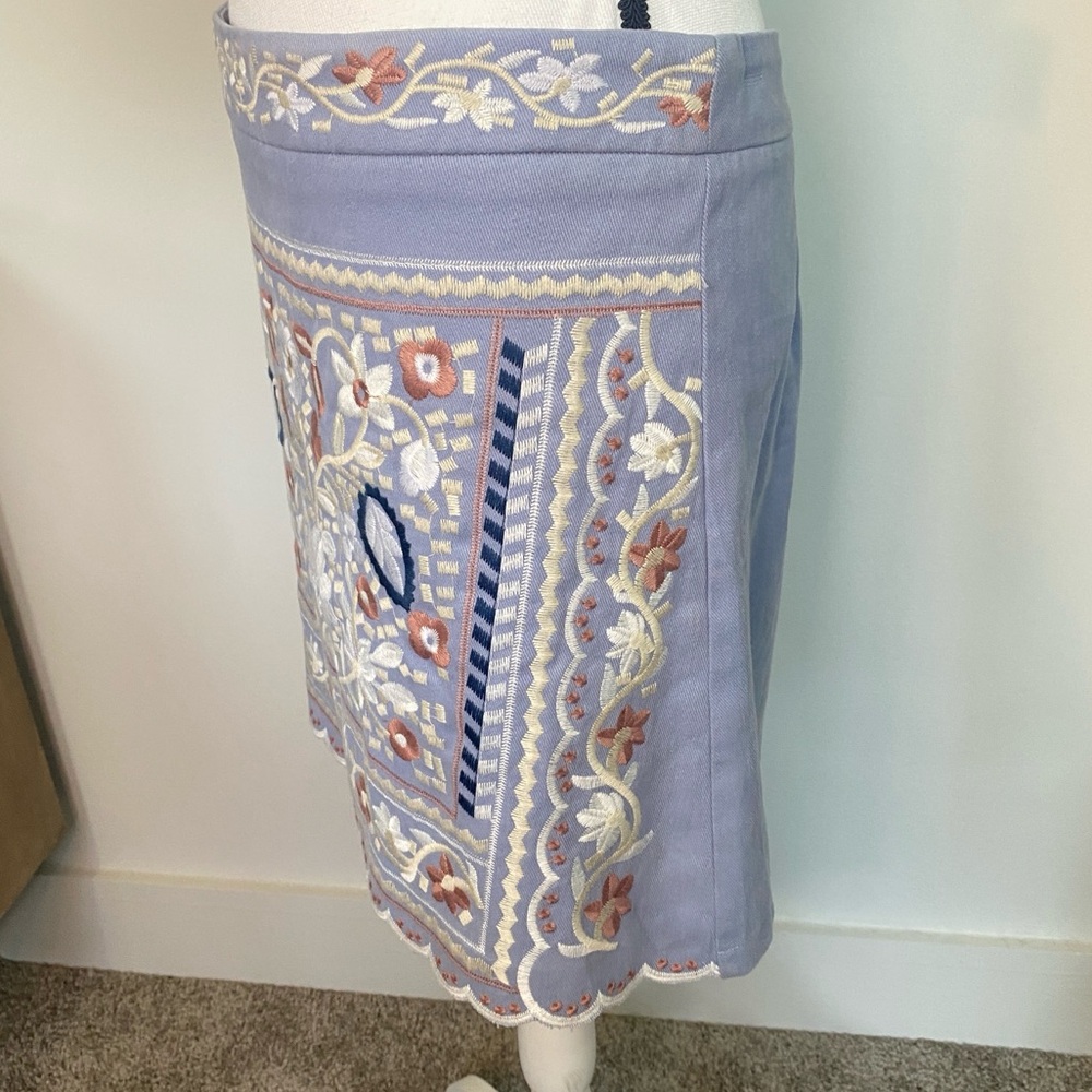 jacquie the label Floral Embroidered Blue Top Mini Skirt 2 piece set large NWT - Picture 12 of 17